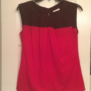 Red and maroon work top polyester
